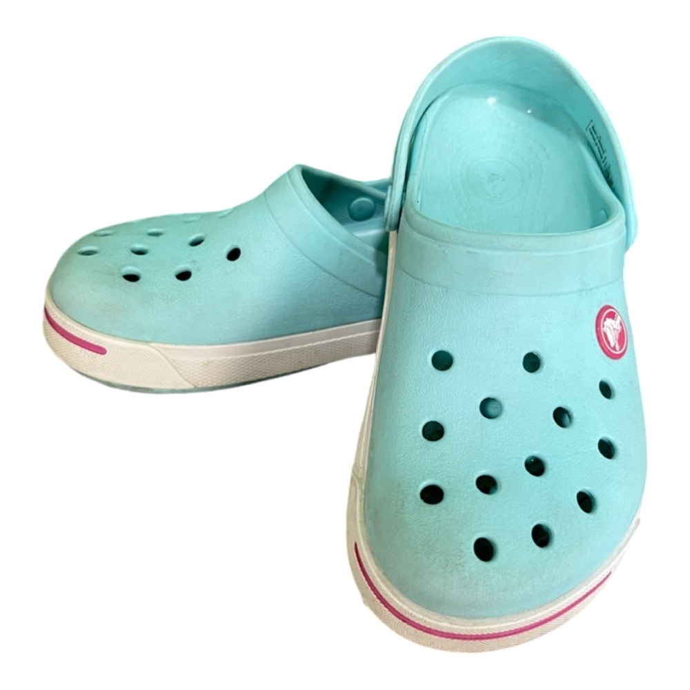Crocs Kids Crocband Clogs Ice Blue and Candy Pink Size C12 C13 - Picture 2 of 10
